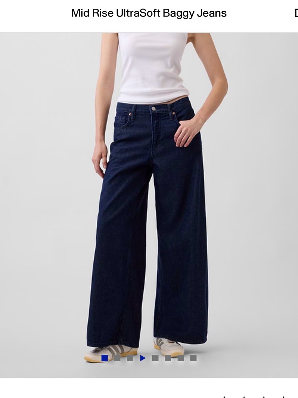 GAP Mid Rise UltraSoft Baggy Jeans 27T- Dark Indigo